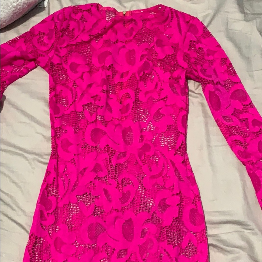 Hot pink lace dress